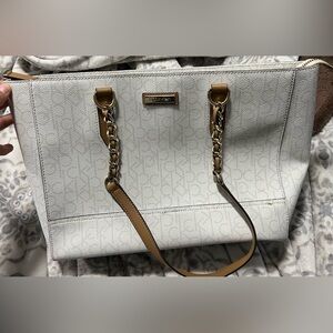 Calvin Klein White and Tan Women's Bag